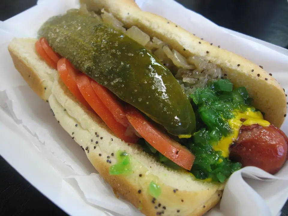 Chicago-Style Hot Dog (An all-beef dog 'dragged through the garden')