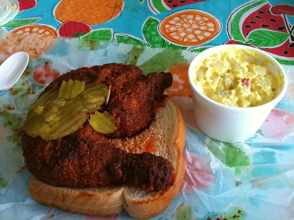 Hot Chicken (Cayenne-fired fried chicken on white bread)